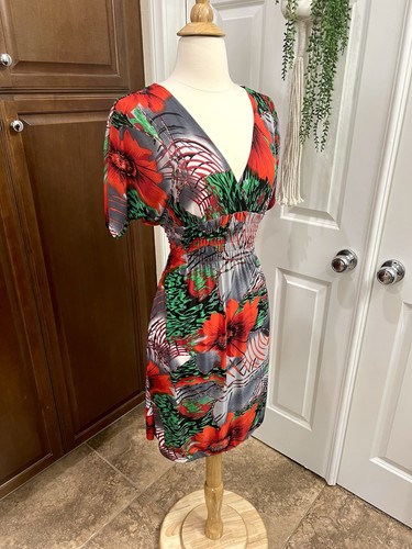 Vtg y2k red tropical dress - tropical,